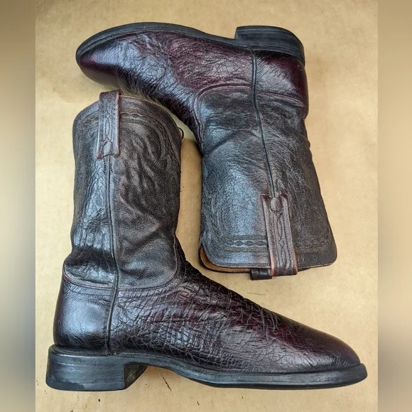 Lucchese Boots men's size 10 D. Exotic Genuine Black Cherry Smooth Ostrich leath